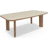 Clover 94" Dining Table in Travertine Look Ceramic & Walnut Veneer